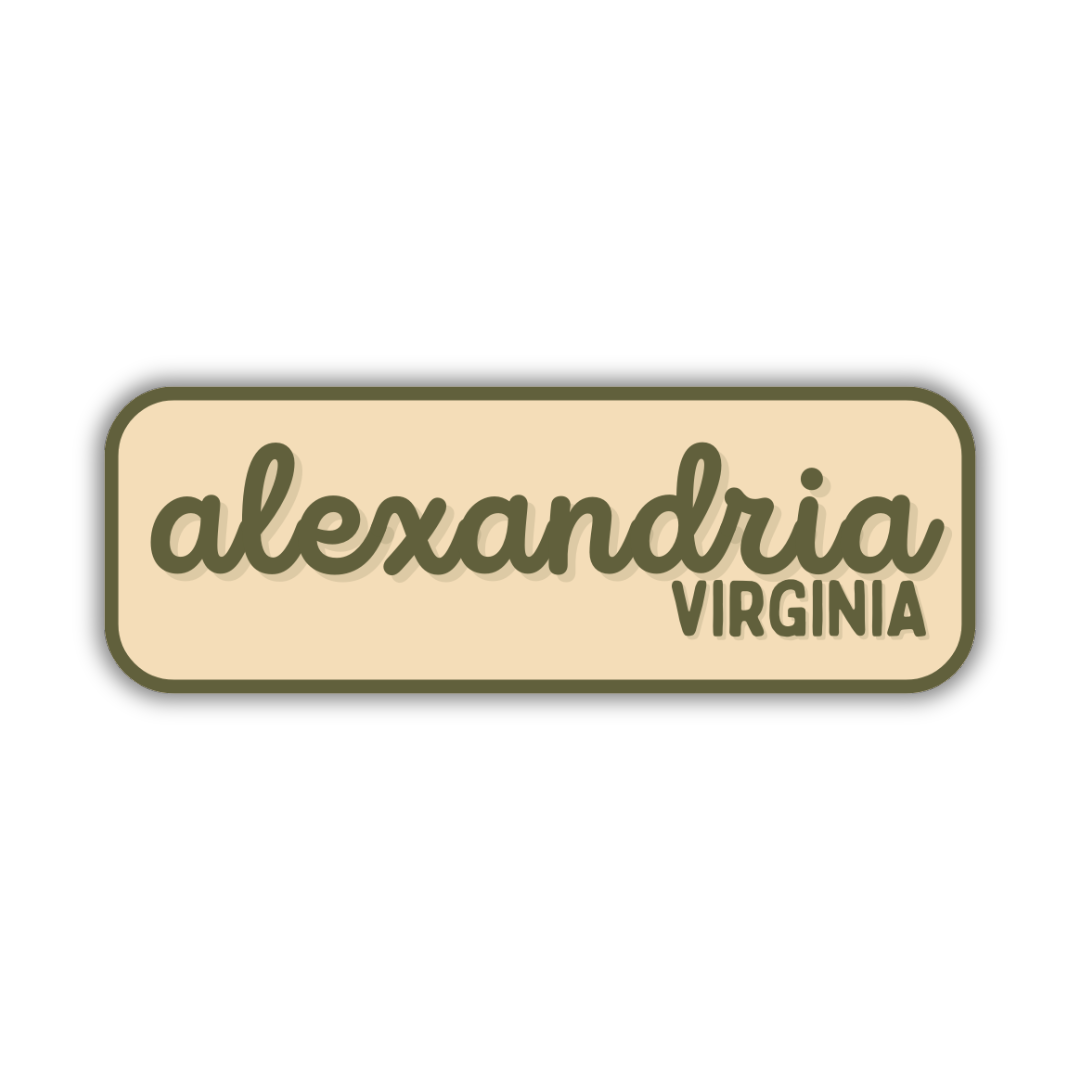 Alexandria, Virginia Retro Travel Sticker – Colorful Vinyl Decal for Laptop, Water Bottle & Luggage