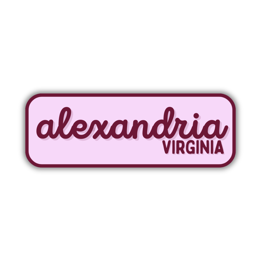 Alexandria, Virginia Retro Travel Sticker – Colorful Vinyl Decal for Laptop, Water Bottle & Luggage