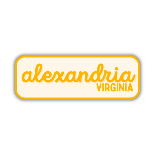 Alexandria, Virginia Retro Travel Sticker – Colorful Vinyl Decal for Laptop, Water Bottle & Luggage