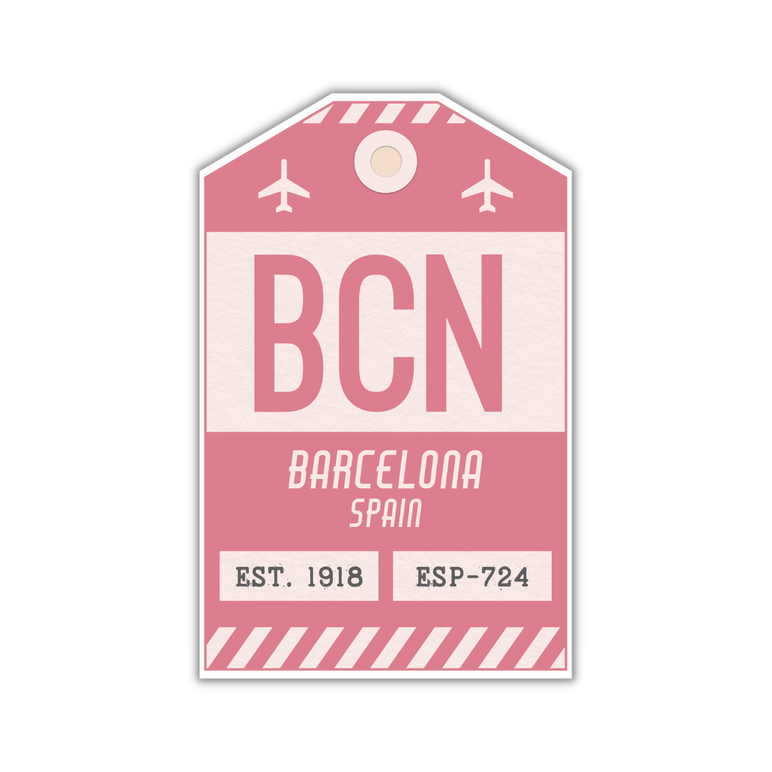 BCN Vintage Luggage Tag Sticker