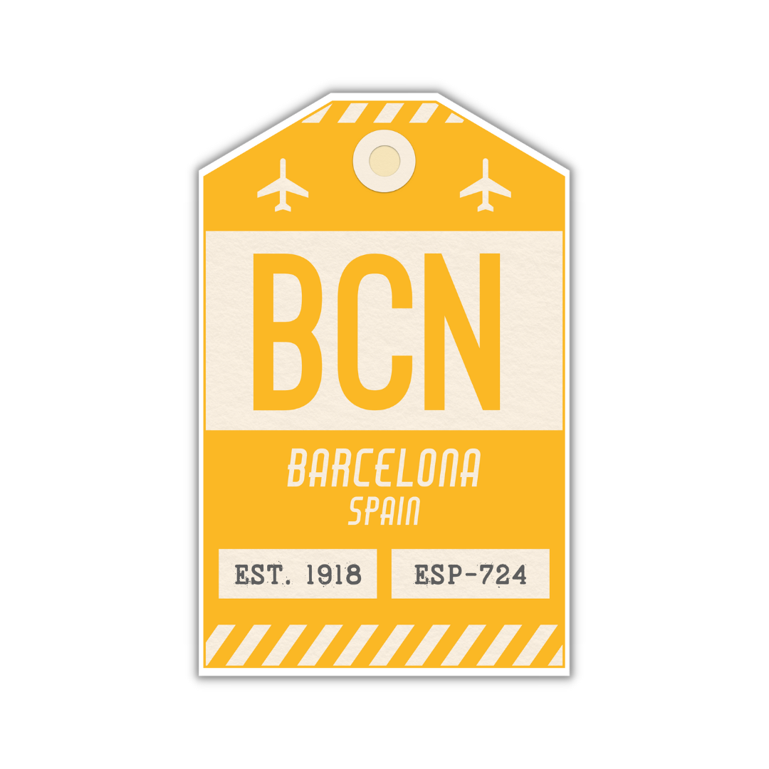 BCN Vintage Luggage Tag Sticker