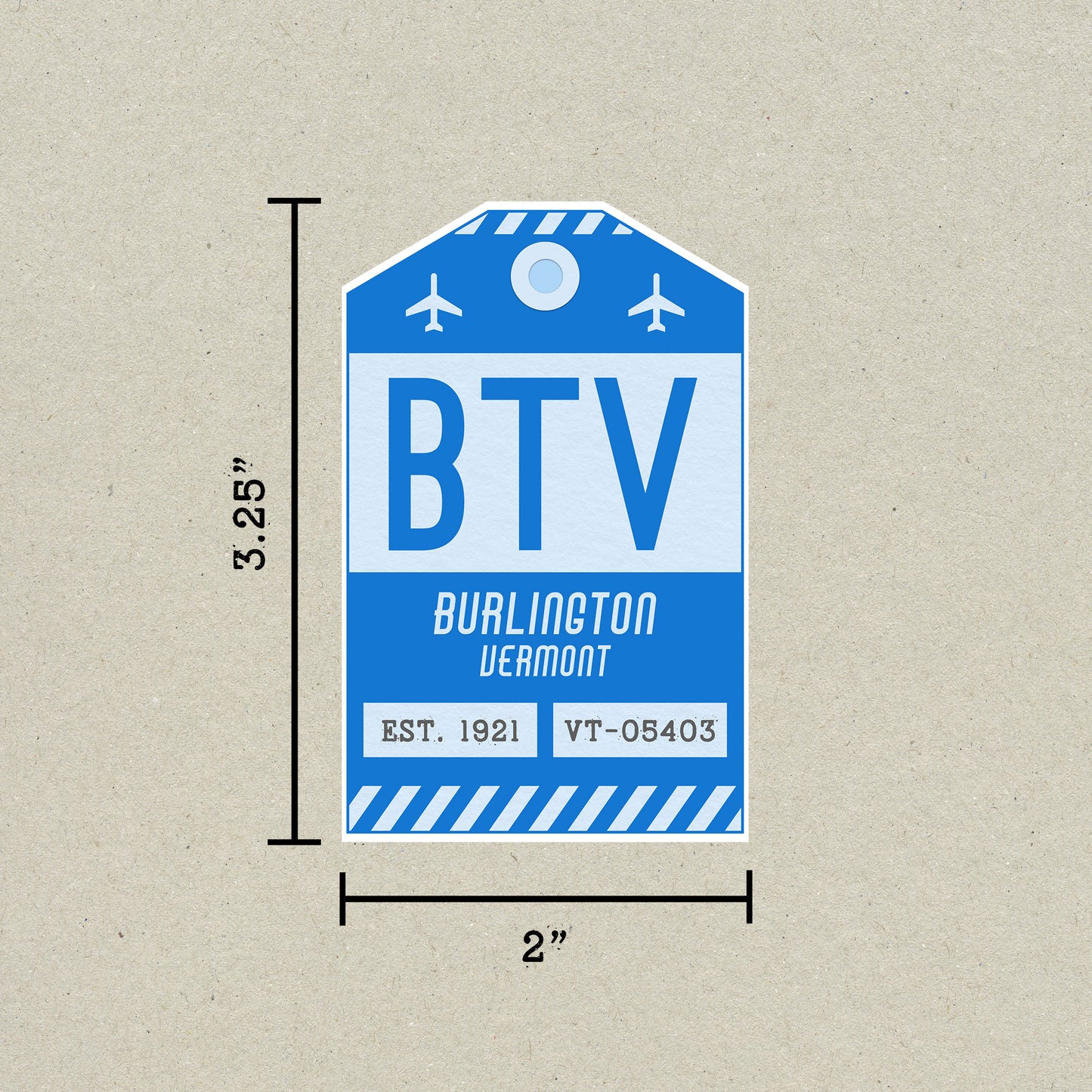 BTV Vintage Luggage Tag Sticker