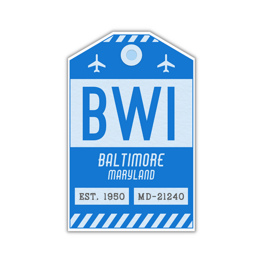 BWI Vintage Luggage Tag Sticker