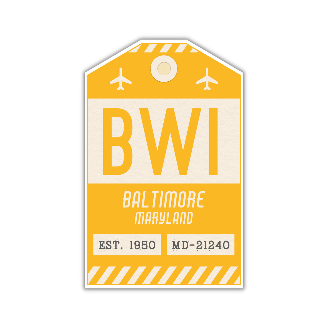BWI Vintage Luggage Tag Sticker