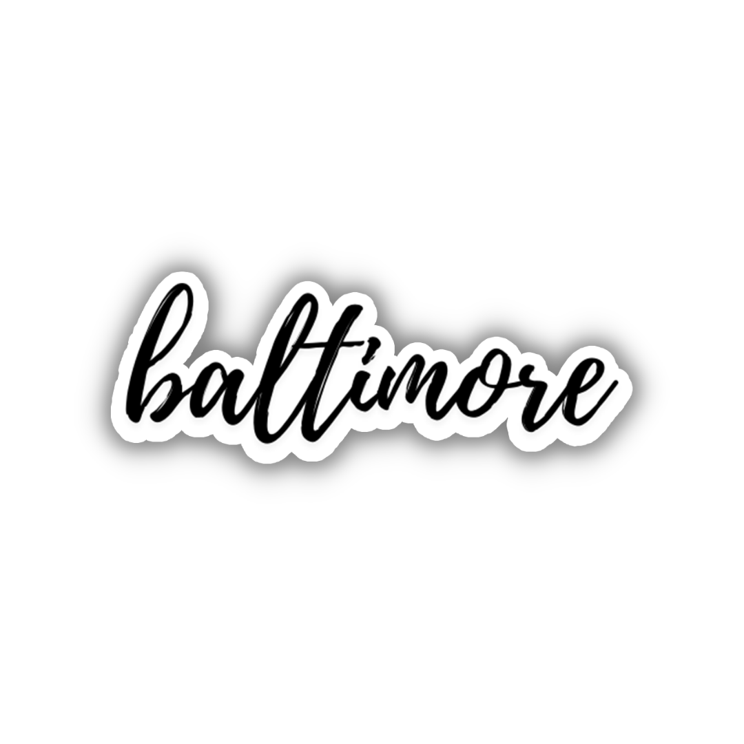 Baltimore Cursive Travel Sticker, Vintage Script, Trendy Luggage Decal ...