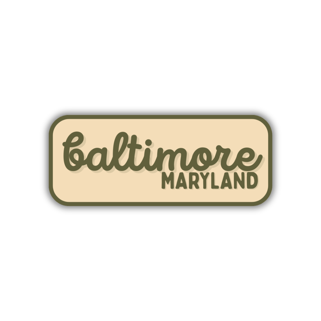 Baltimore, Maryland Retro Travel Sticker – Colorful Vinyl Decal for Laptop, Water Bottle & Luggage