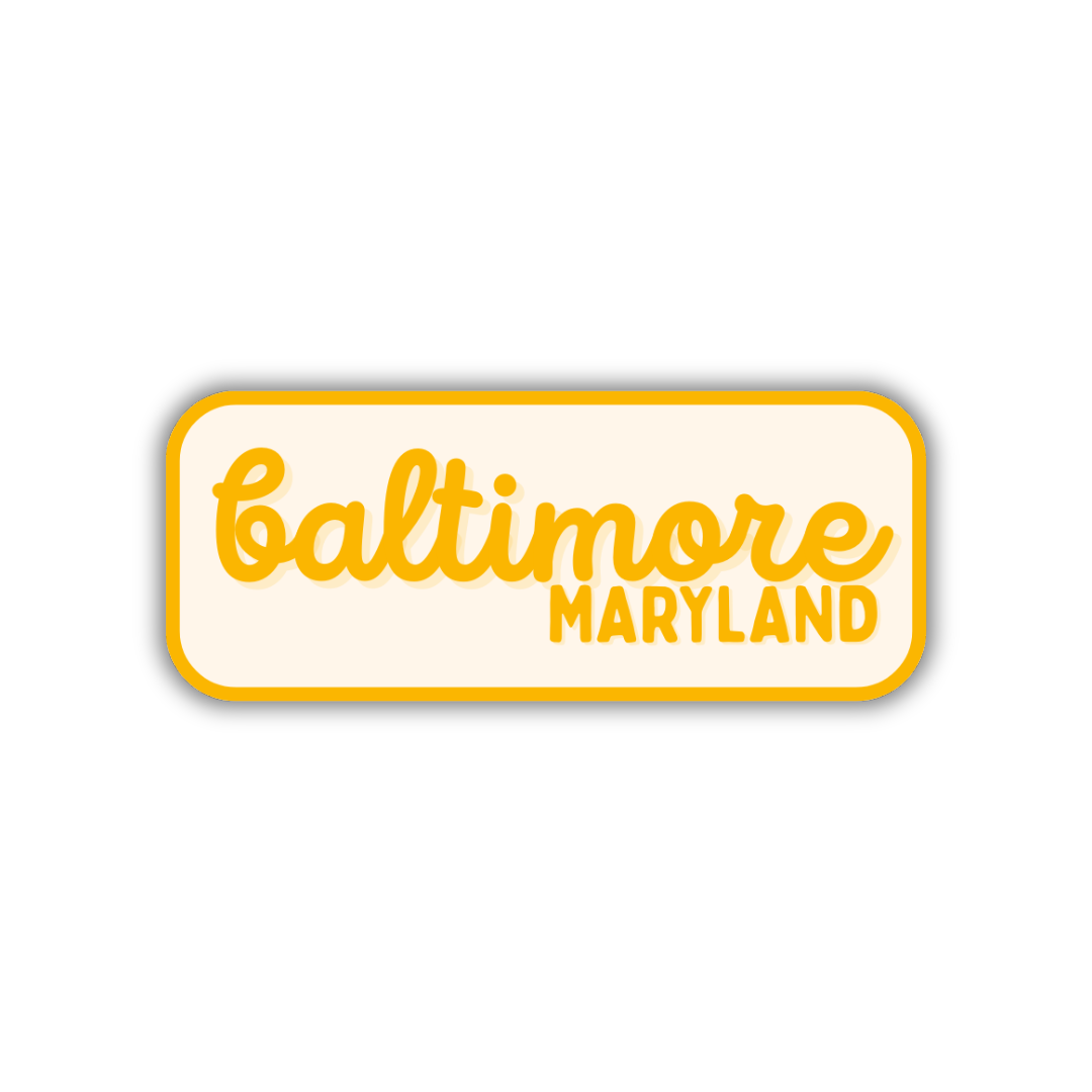 Baltimore, Maryland Retro Travel Sticker – Colorful Vinyl Decal for Laptop, Water Bottle & Luggage