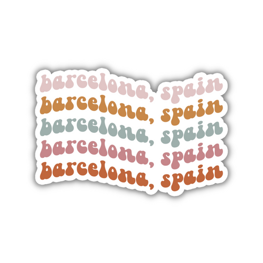 Barcelona, Spain Retro Sticker