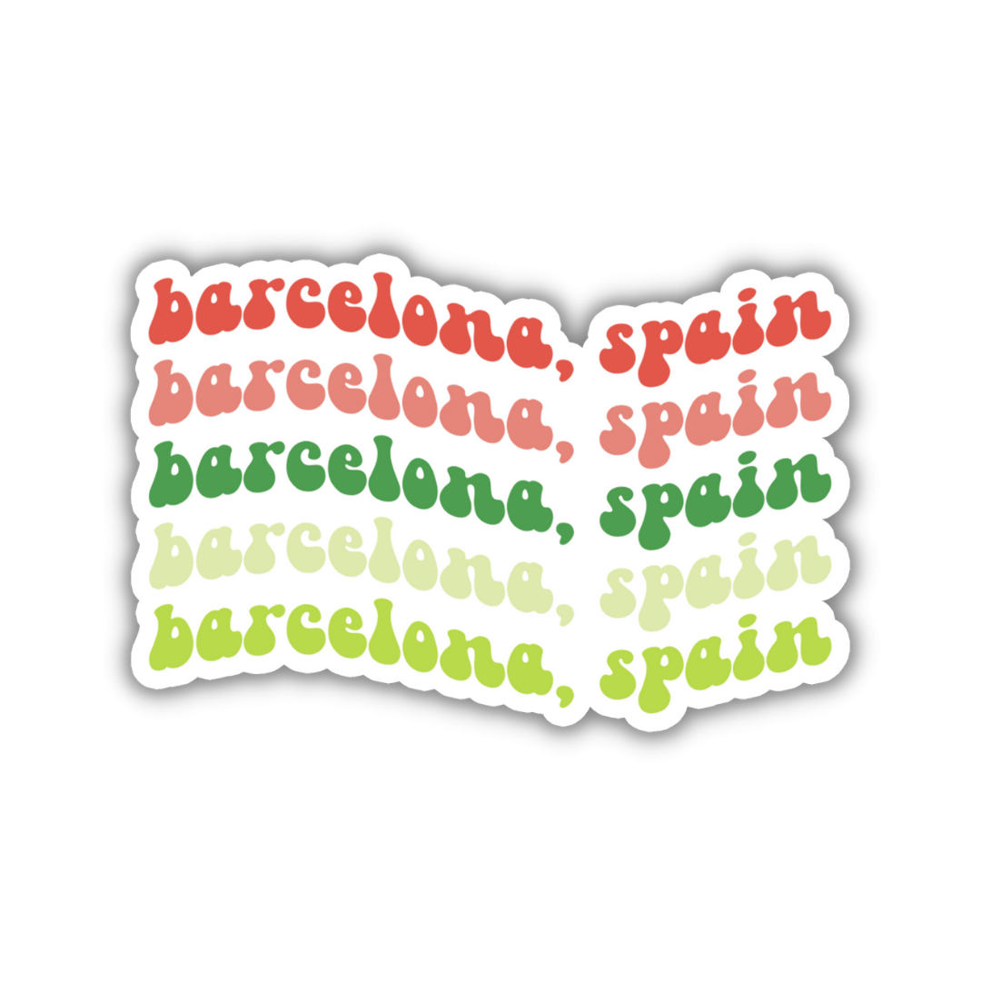Barcelona, Spain Retro Sticker