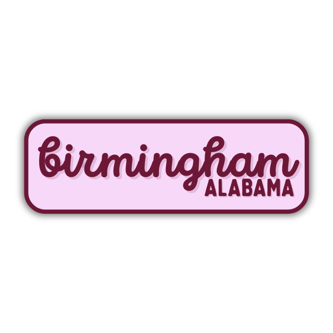 Birmingham, Alabama Retro Travel Sticker – Colorful Vinyl Decal for Laptop, Water Bottle & Luggage