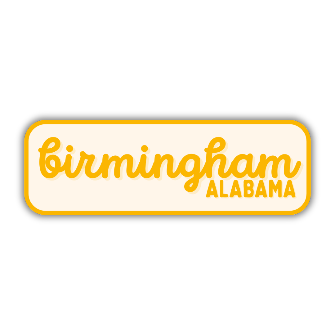 Birmingham, Alabama Retro Travel Sticker – Colorful Vinyl Decal for Laptop, Water Bottle & Luggage