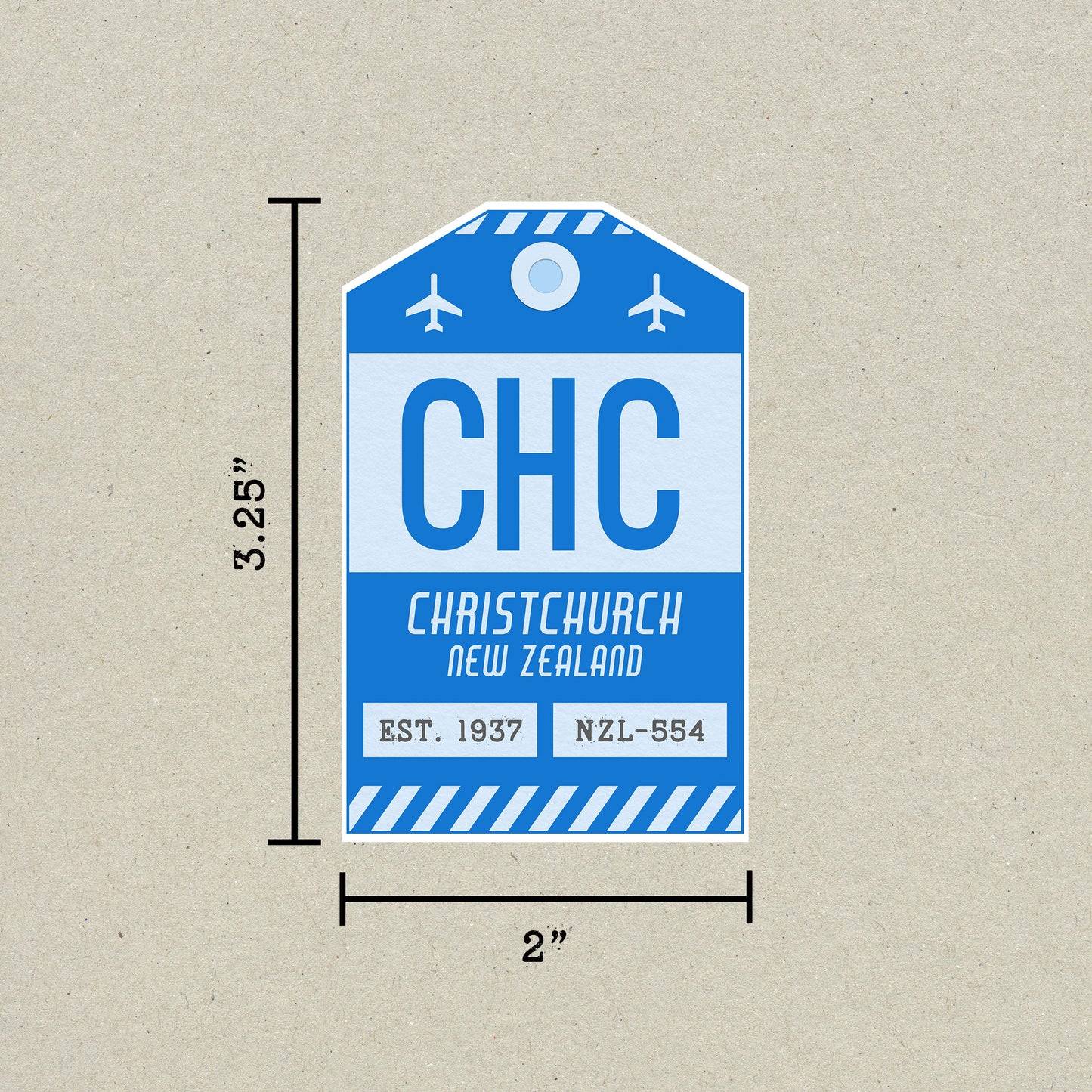 CHC Vintage Luggage Tag Sticker