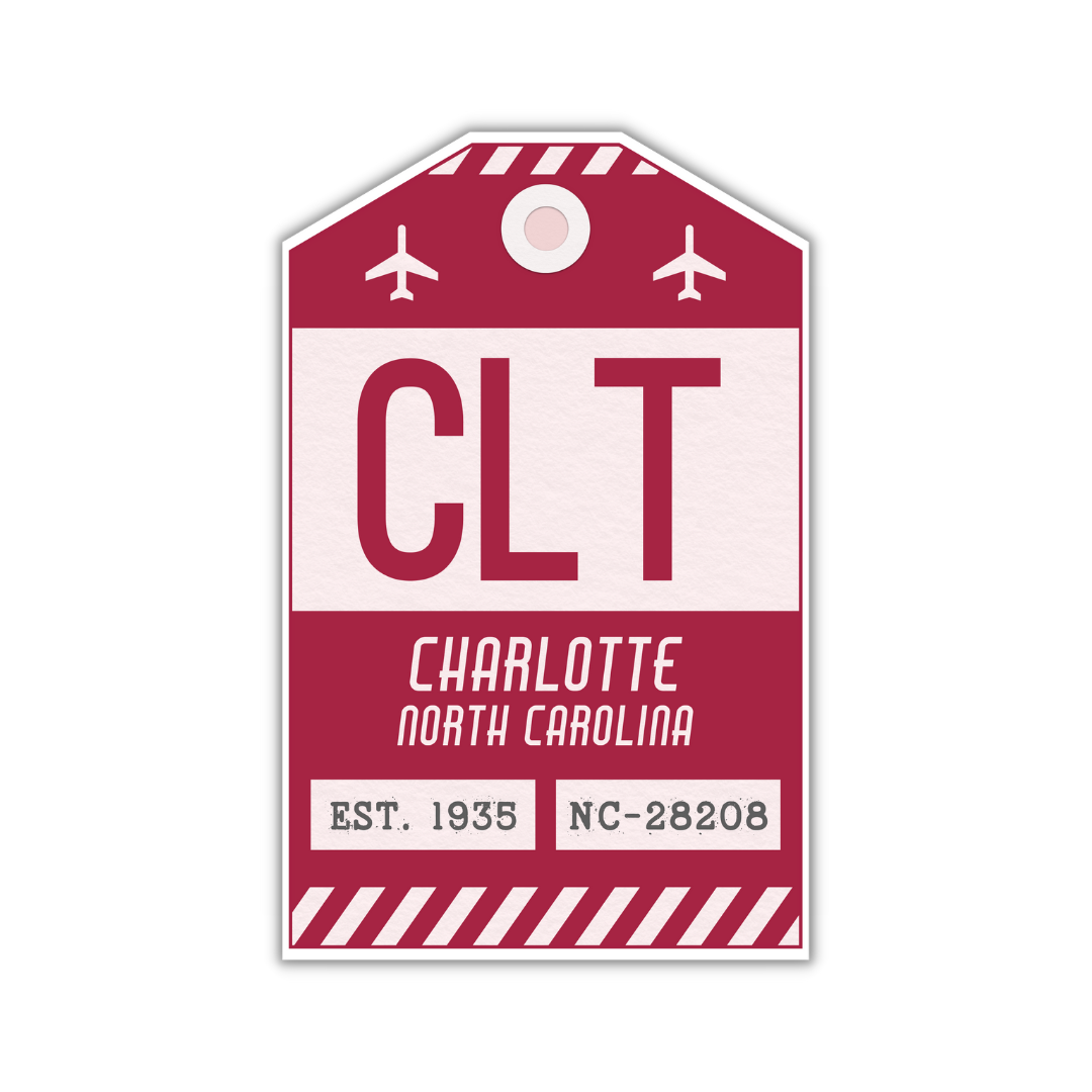 CLT Vintage Luggage Tag Sticker