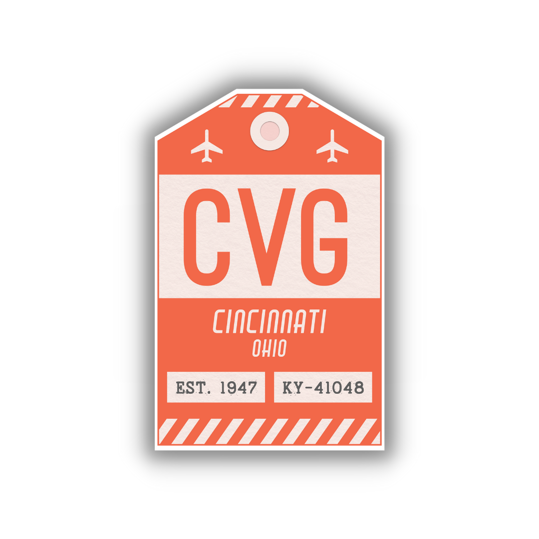 CVG Vintage Luggage Tag Sticker