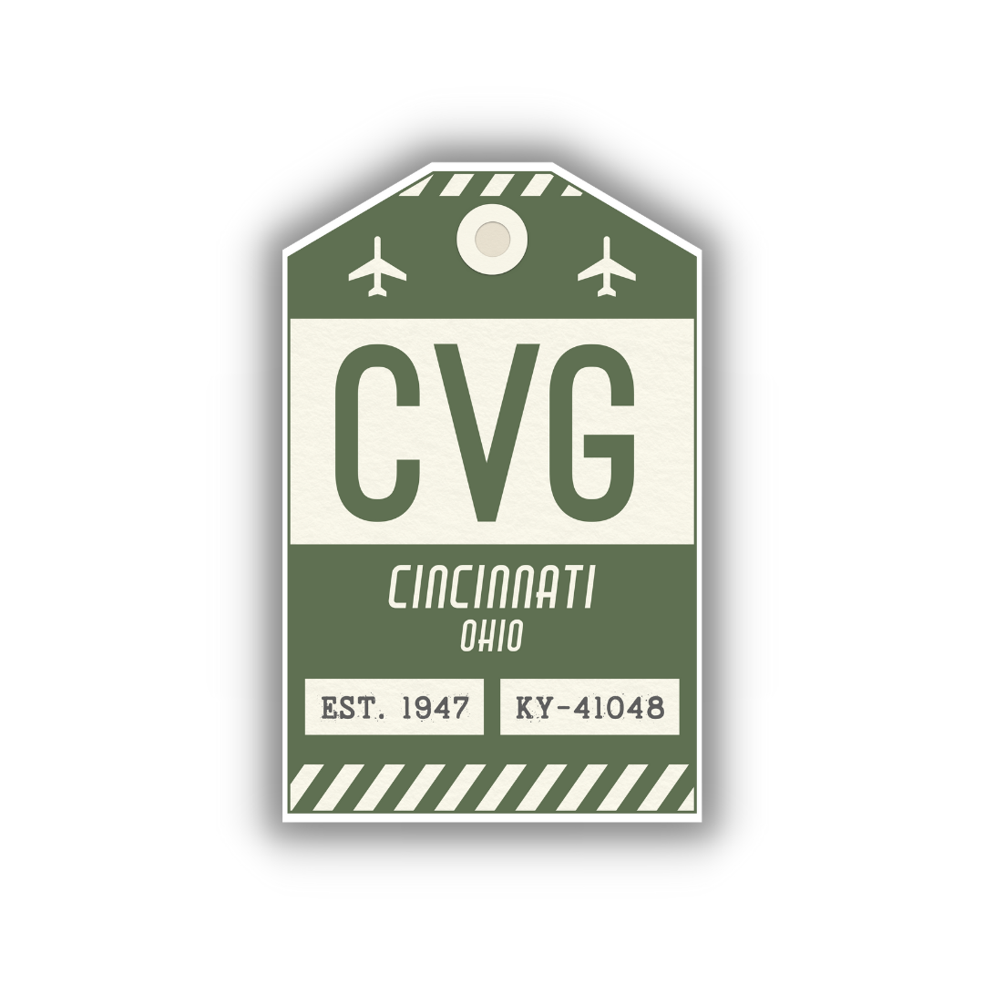 CVG Vintage Luggage Tag Sticker