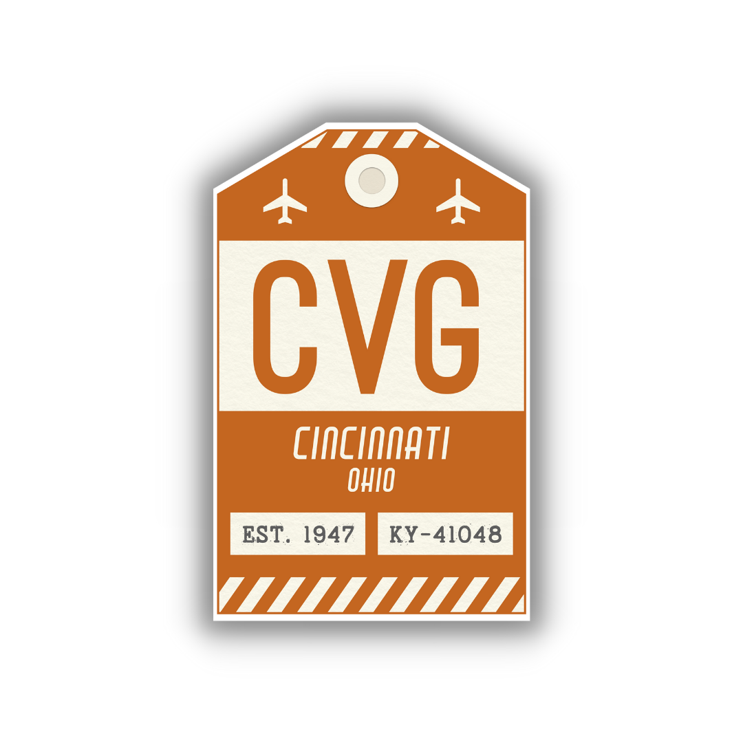CVG Vintage Luggage Tag Sticker