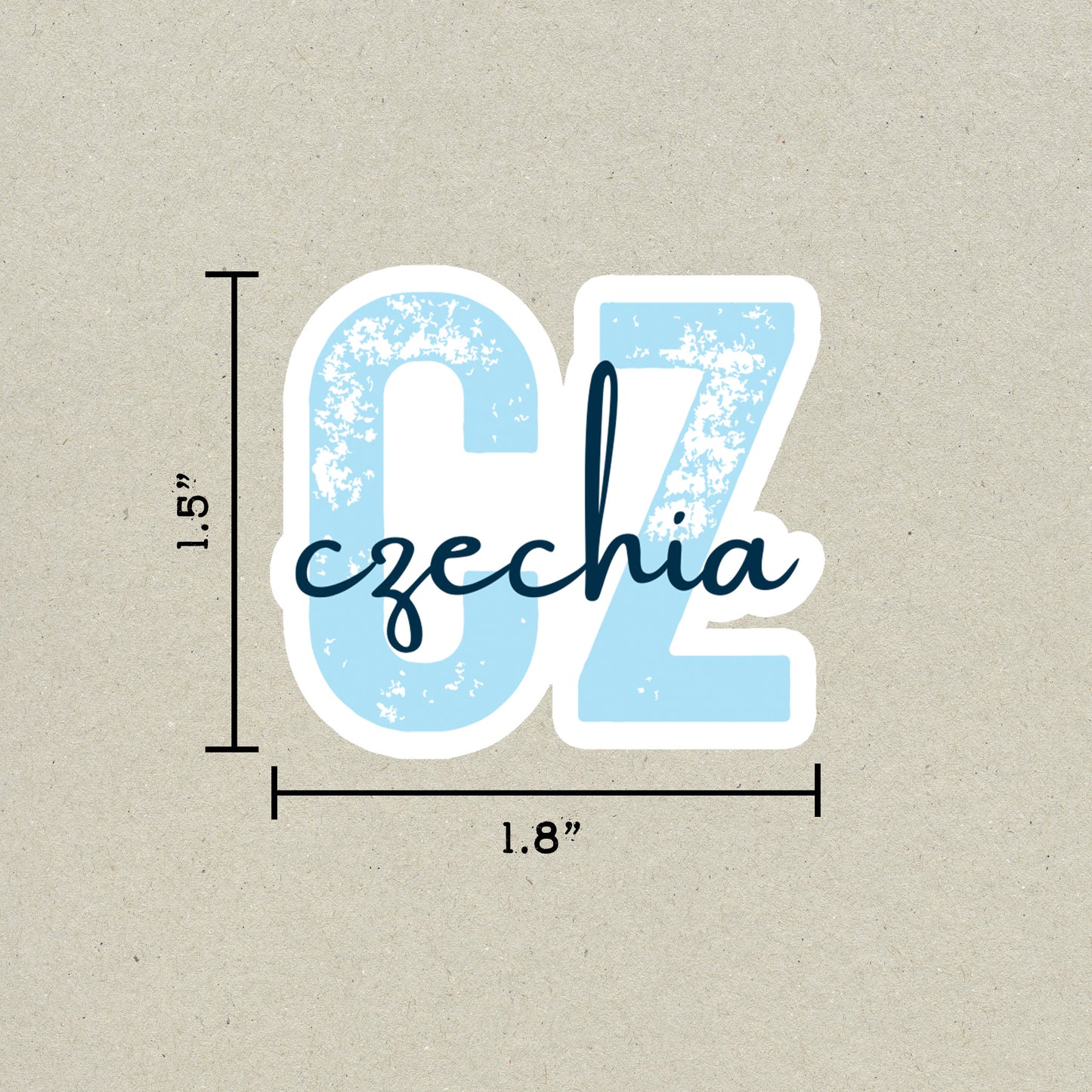 Czechia Country Code Sticker