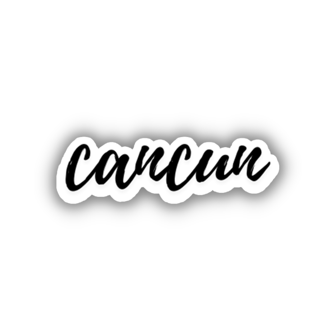 Cancun Cursive Travel Sticker, Vintage Script, Trendy Luggage Decal 