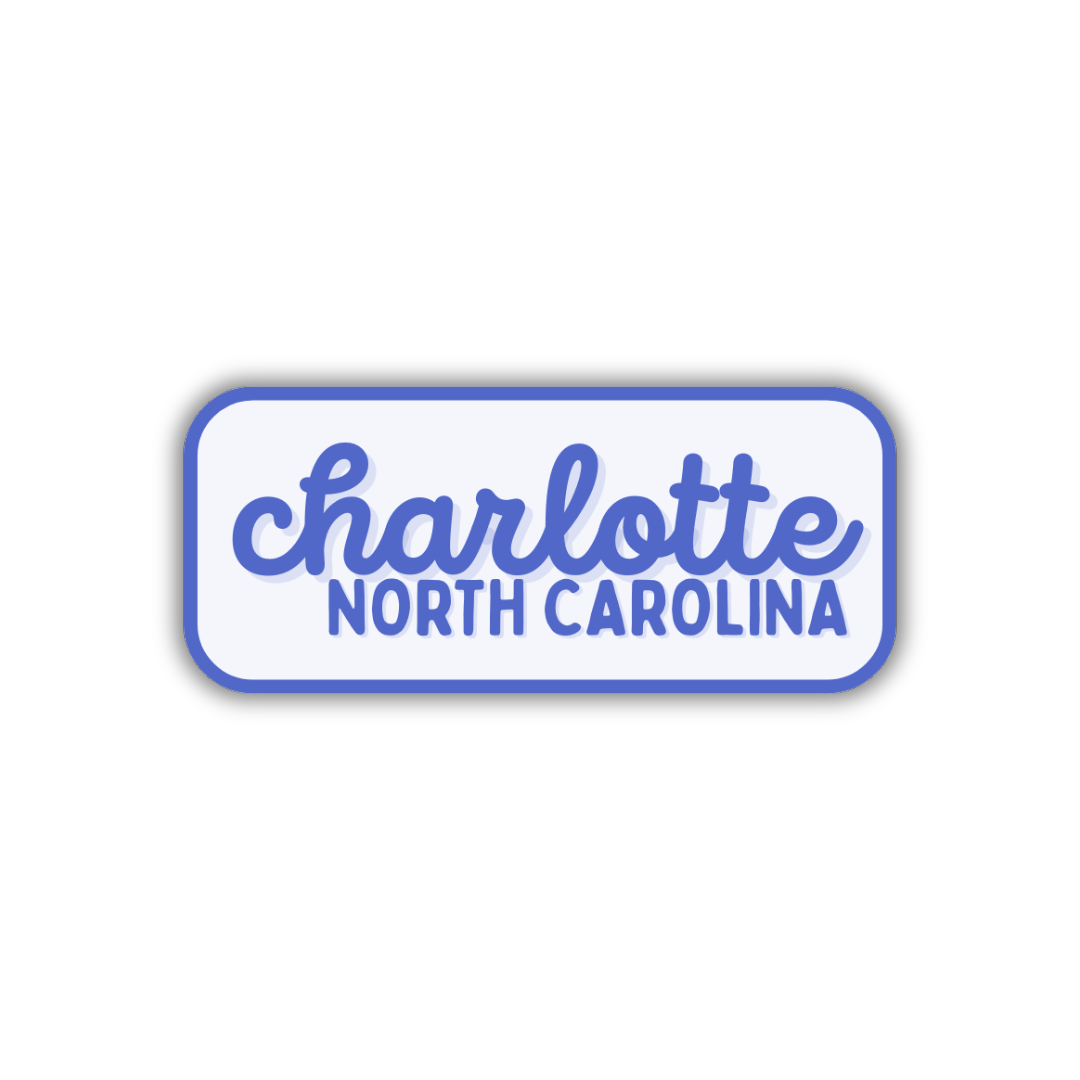 Charlotte, North Carolina Retro Travel Sticker – Colorful Vinyl Decal for Laptop, Water Bottle & Luggage