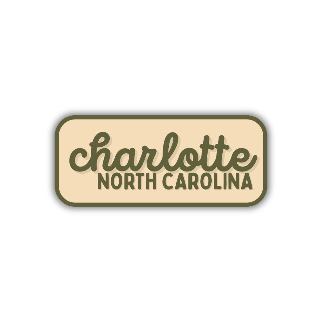 Charlotte, North Carolina Retro Travel Sticker – Colorful Vinyl Decal for Laptop, Water Bottle & Luggage