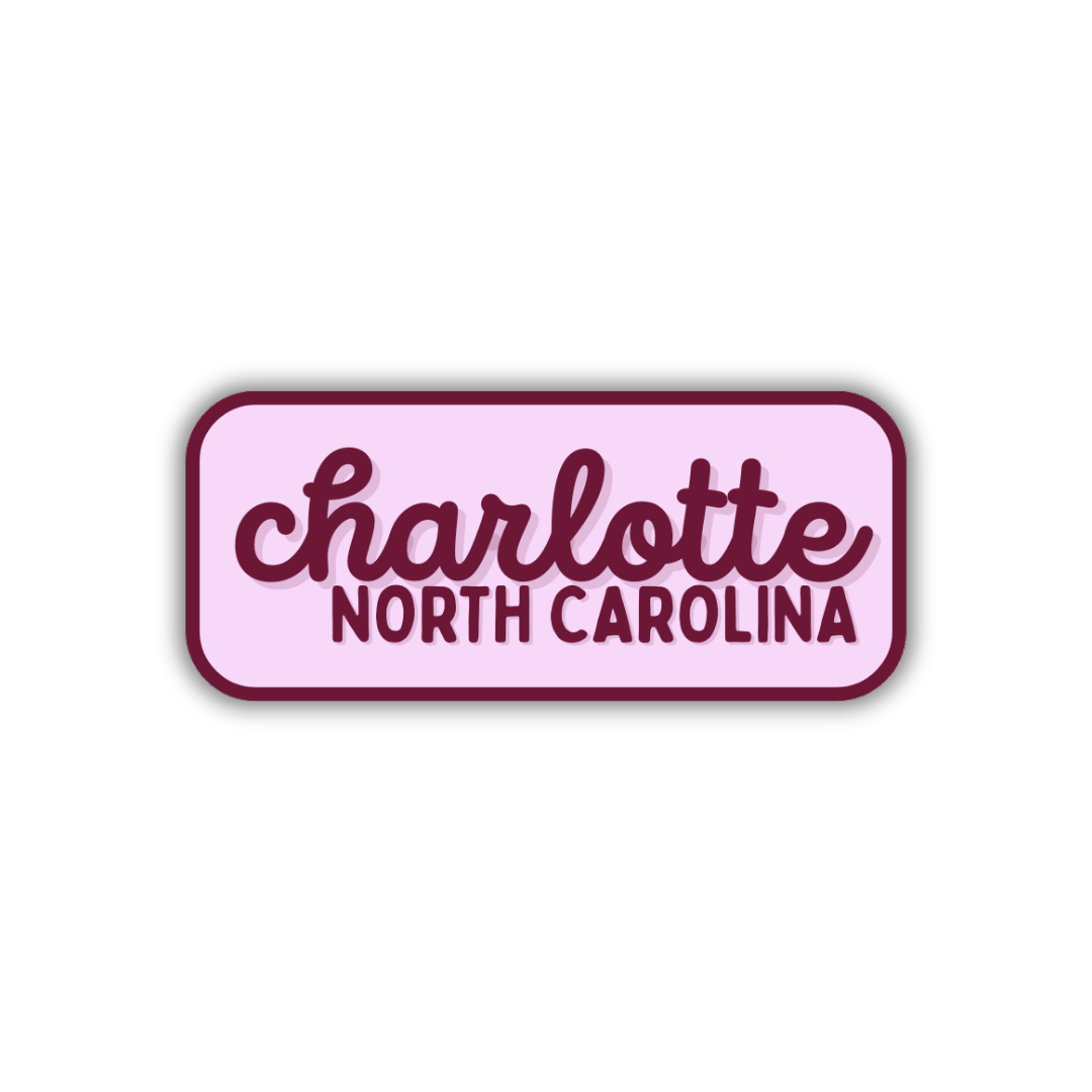 Charlotte, North Carolina Retro Travel Sticker – Colorful Vinyl Decal for Laptop, Water Bottle & Luggage