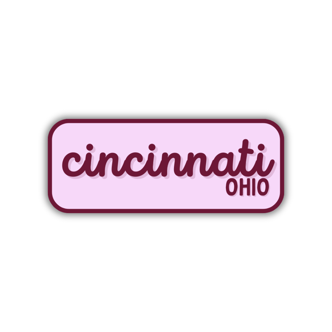 Cincinnati, Ohio Retro Travel Sticker – Colorful Vinyl Decal for Laptop, Water Bottle & Luggage