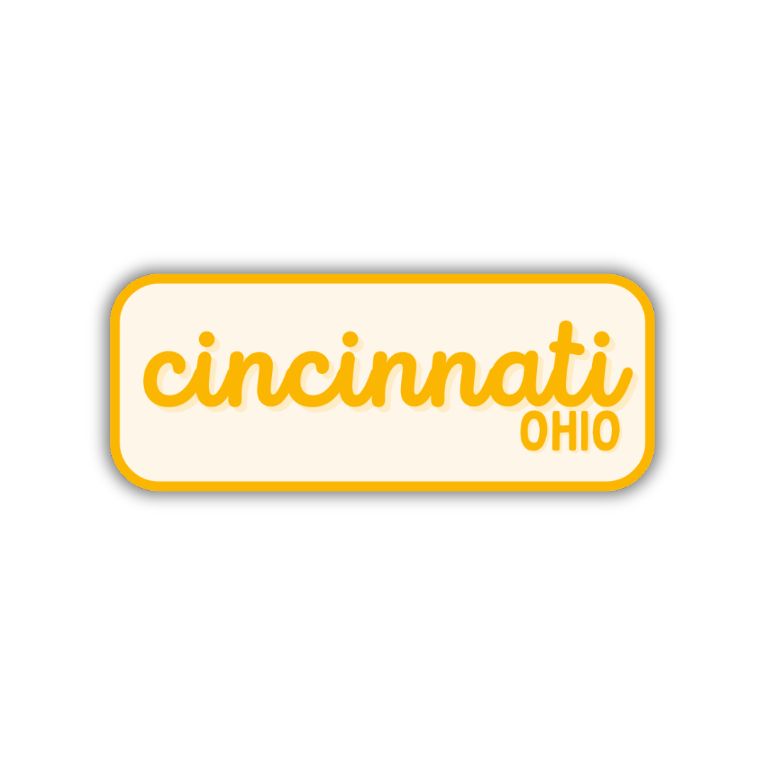 Cincinnati, Ohio Retro Travel Sticker – Colorful Vinyl Decal for Laptop, Water Bottle & Luggage