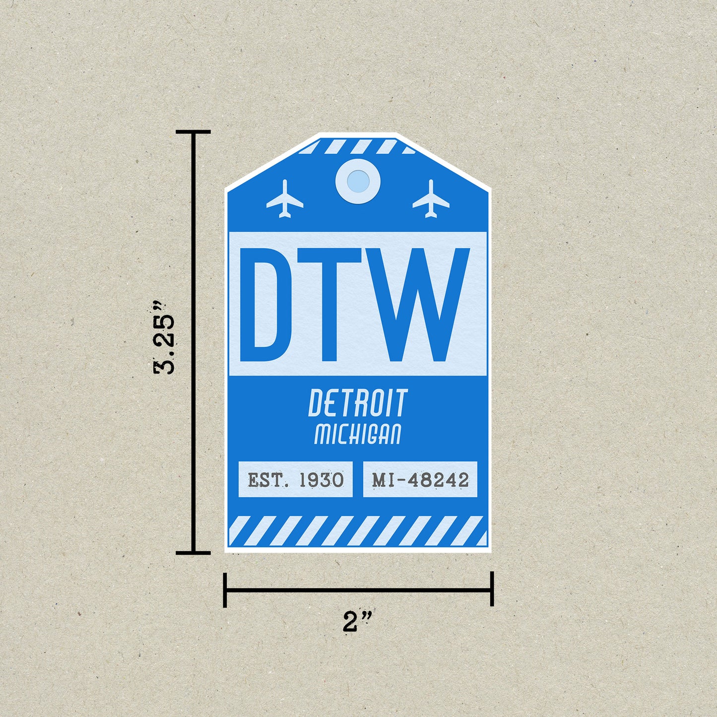 DTW Vintage Luggage Tag Sticker