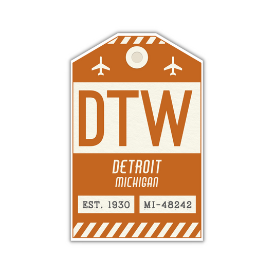DTW Vintage Luggage Tag Sticker