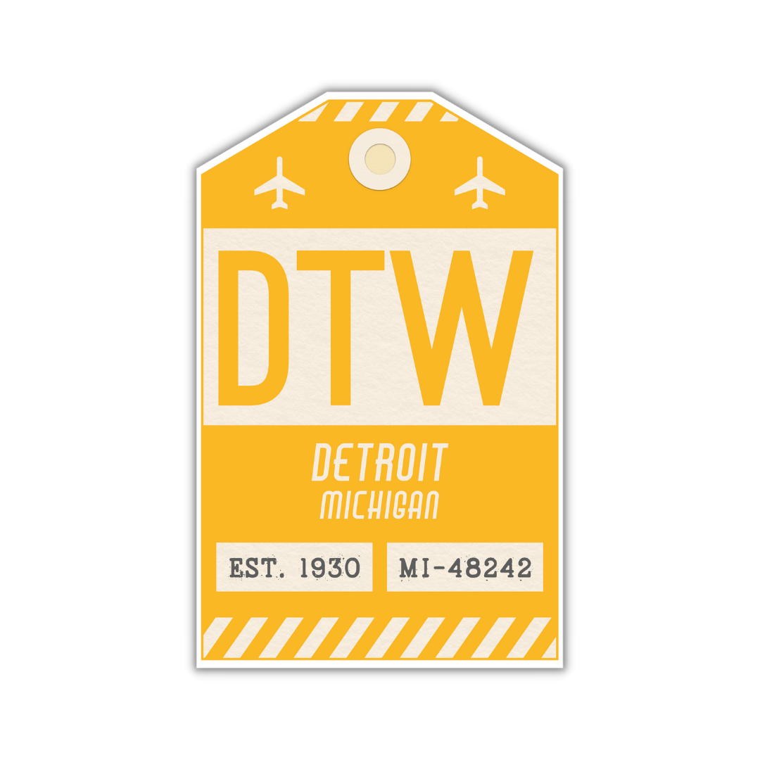 DTW Vintage Luggage Tag Sticker