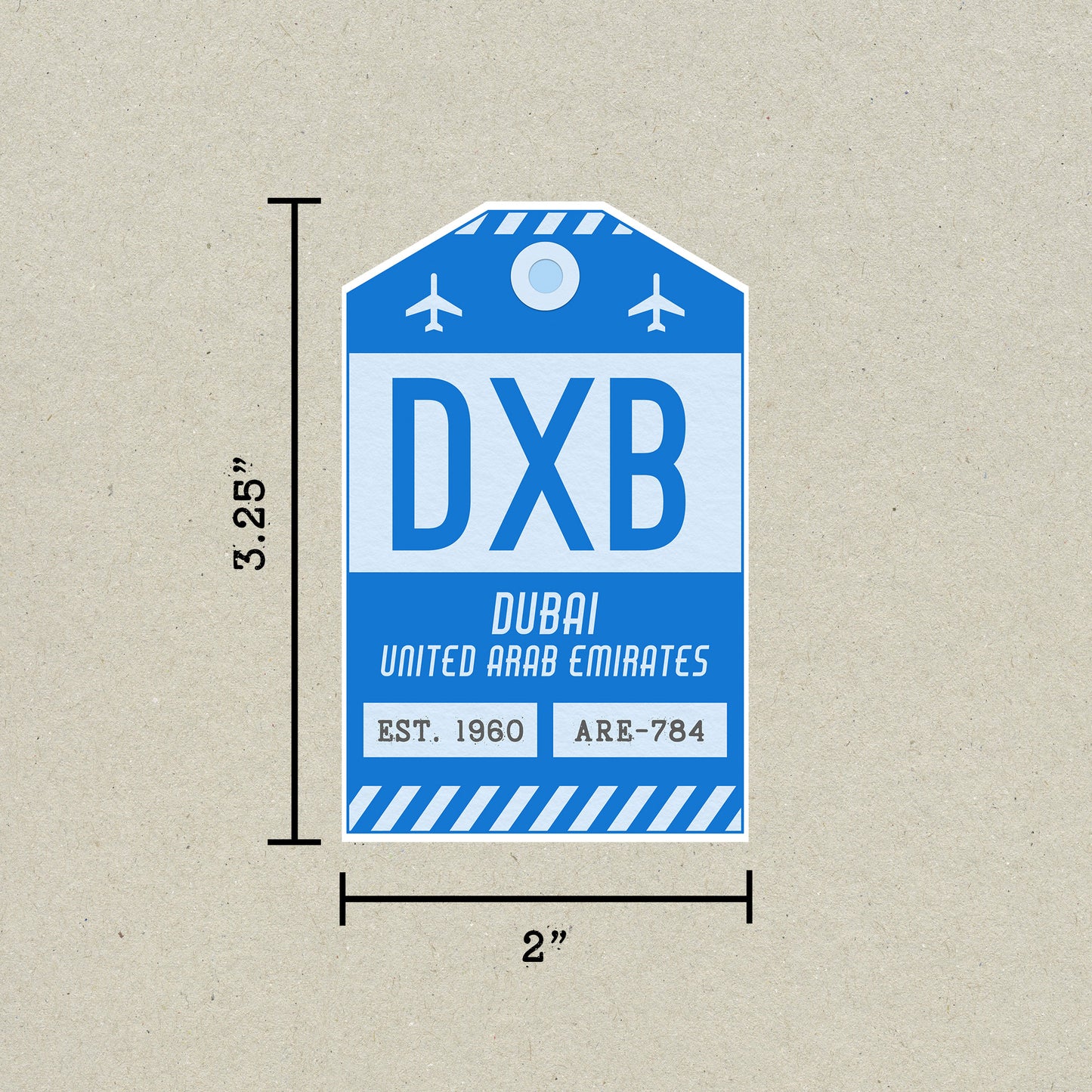 DXB Vintage Luggage Tag Sticker