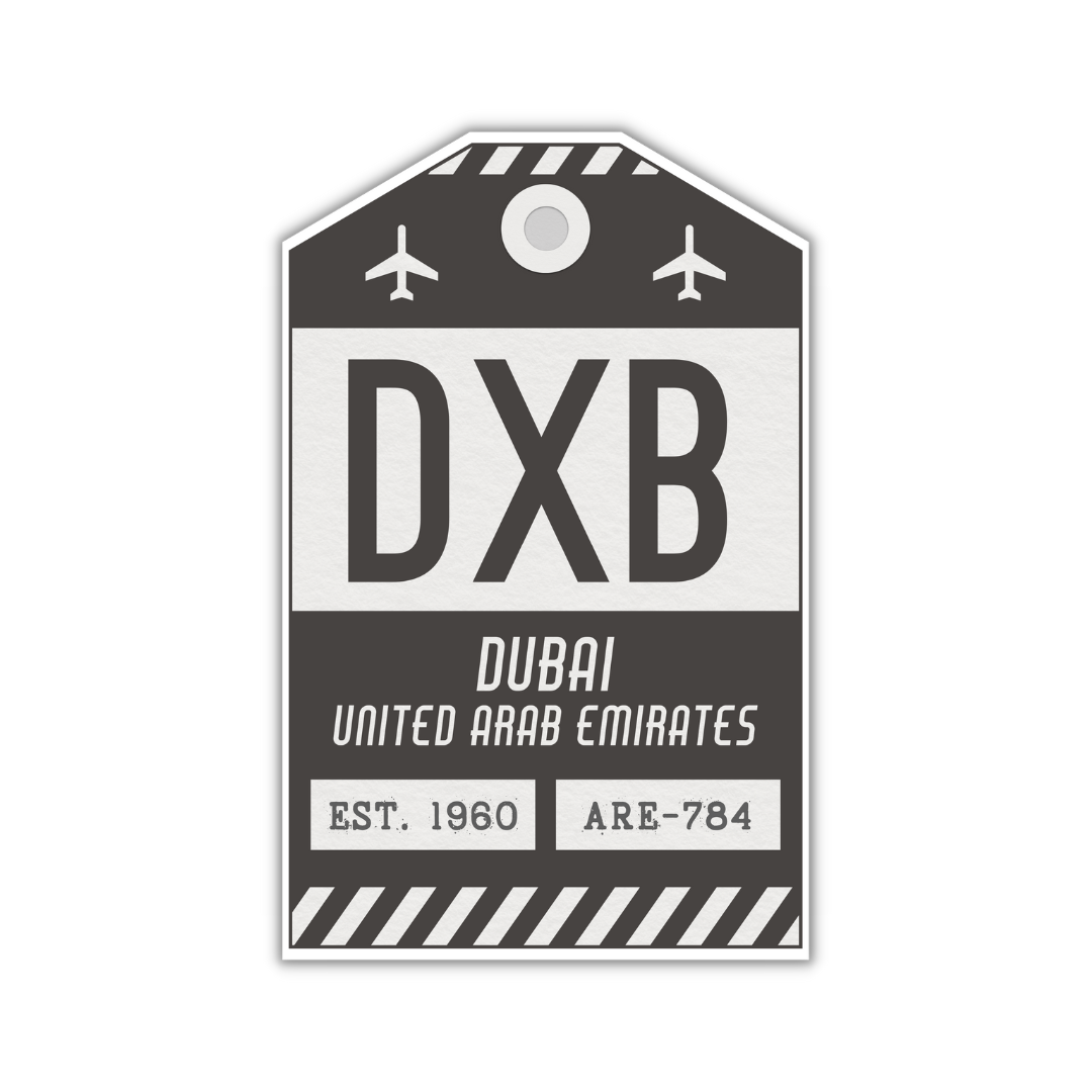 DXB Vintage Luggage Tag Sticker