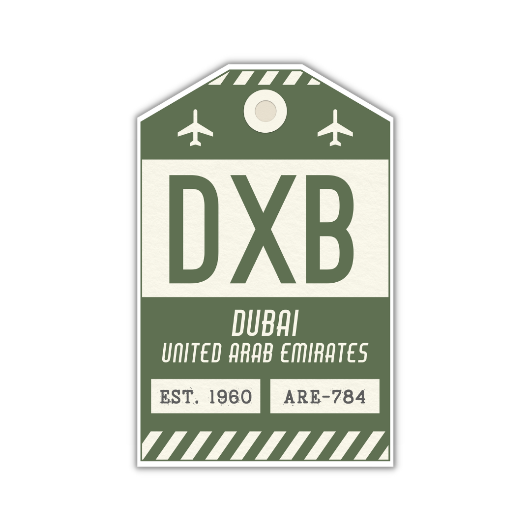 DXB Vintage Luggage Tag Sticker