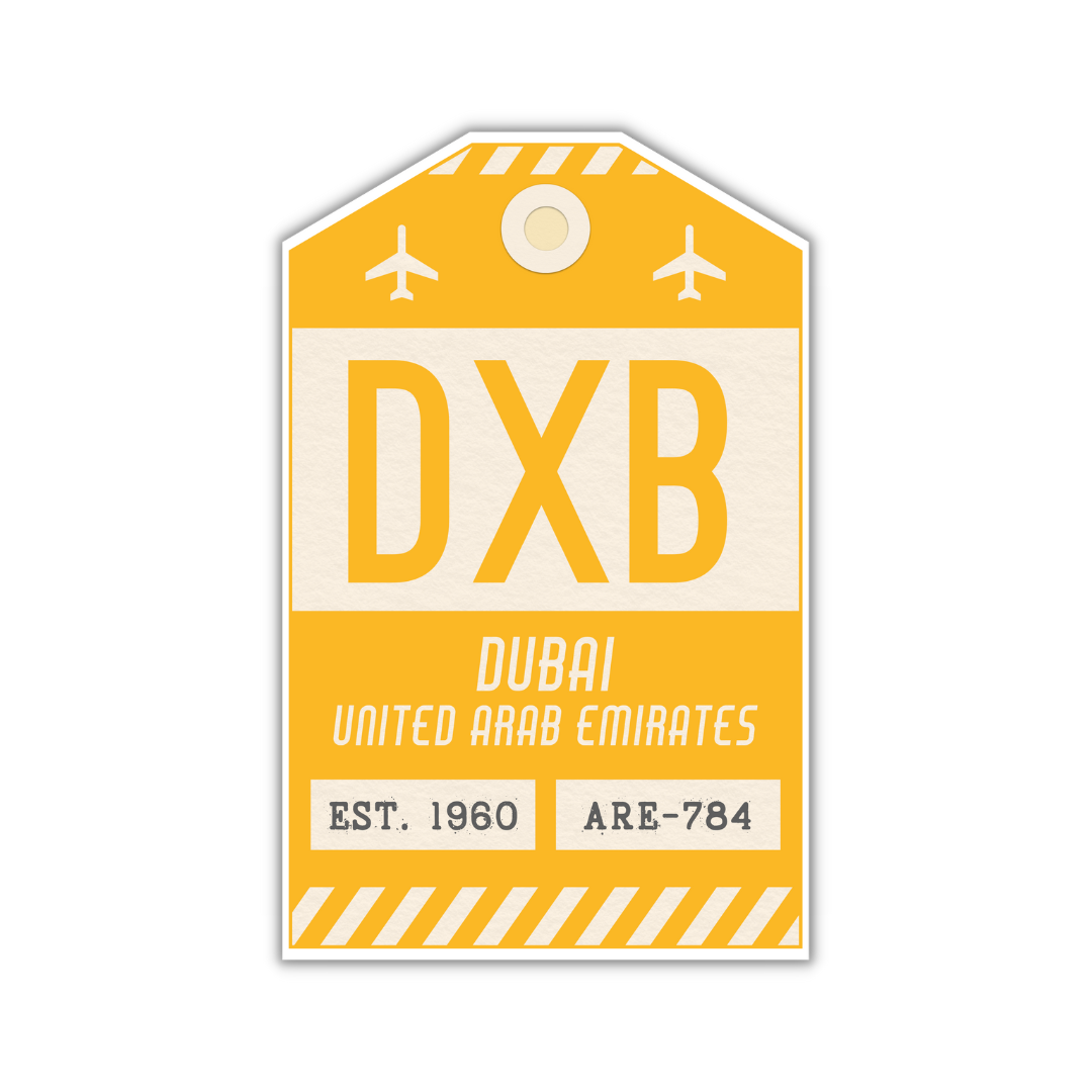 DXB Vintage Luggage Tag Sticker