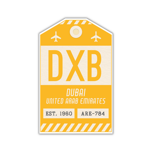 DXB Vintage Luggage Tag Sticker