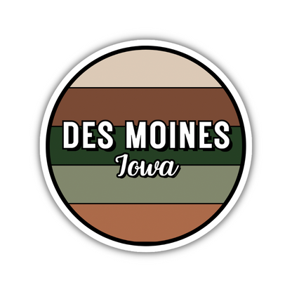 Des Moines, Iowa Circle Sticker