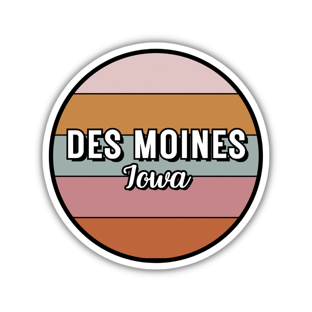 Des Moines, Iowa Circle Sticker