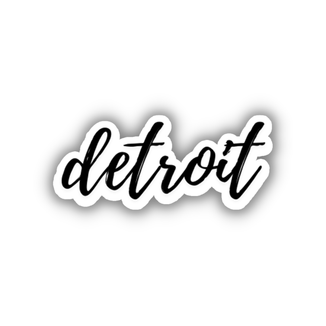 Detroit Cursive Detroit Cursive Travel Sticker, Vintage Script, Trendy Luggage Decal ...