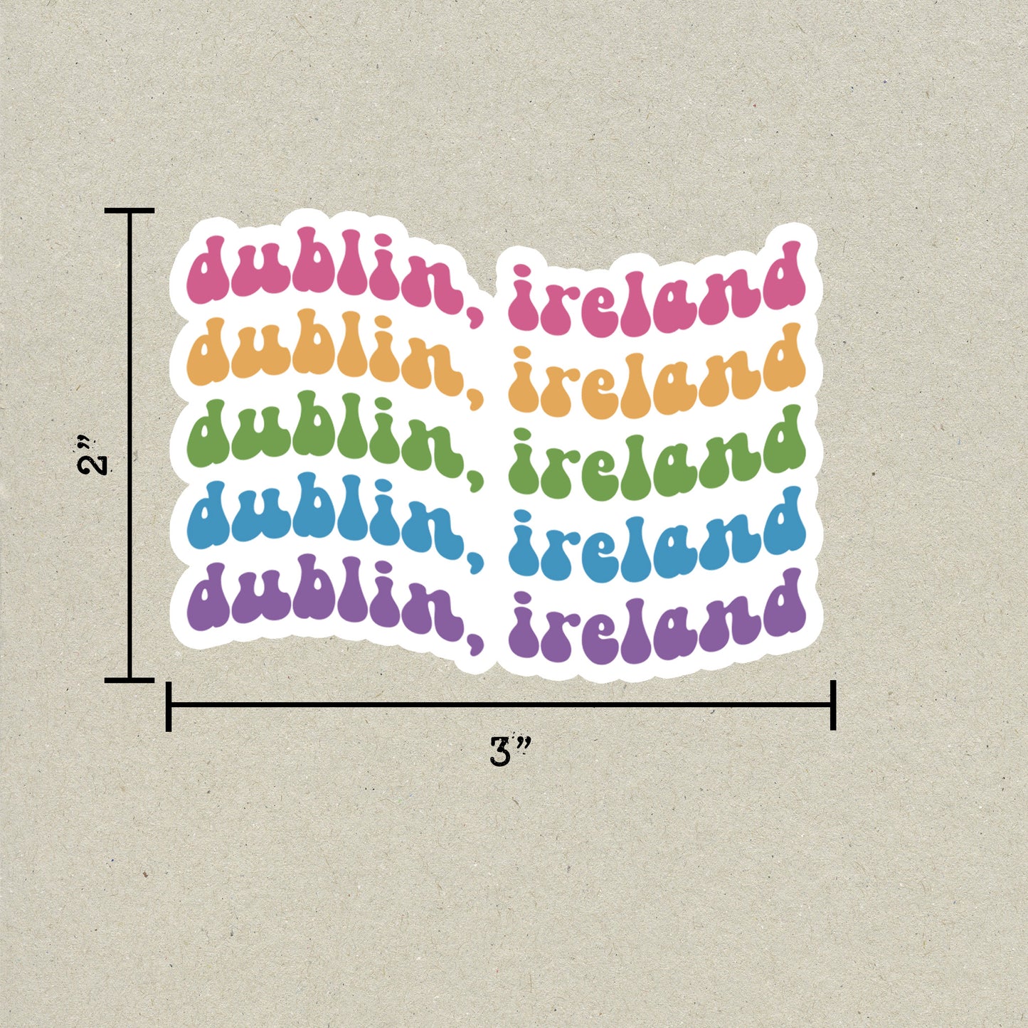 Dublin, Ireland Retro Sticker