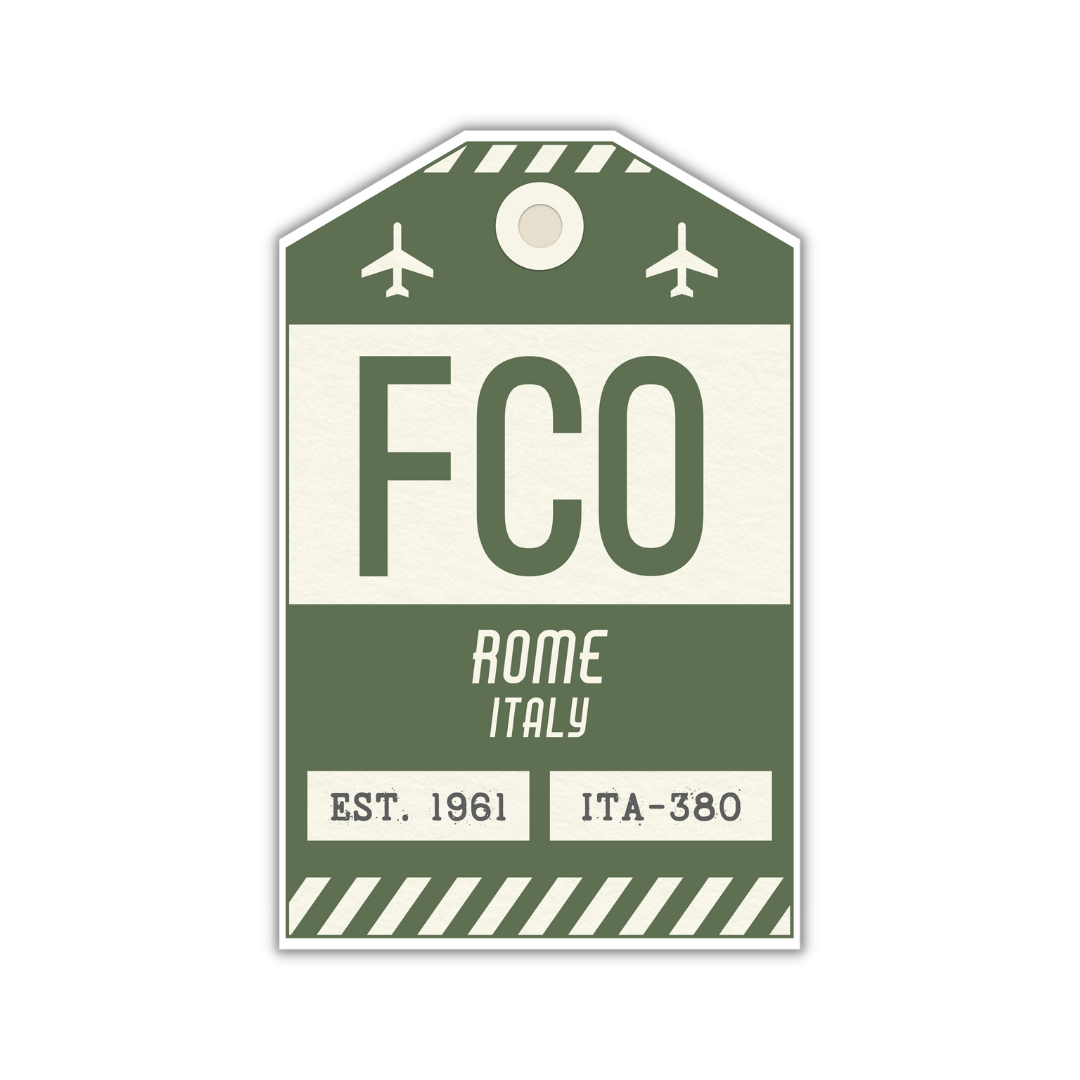 FCO Vintage Luggage Tag Sticker
