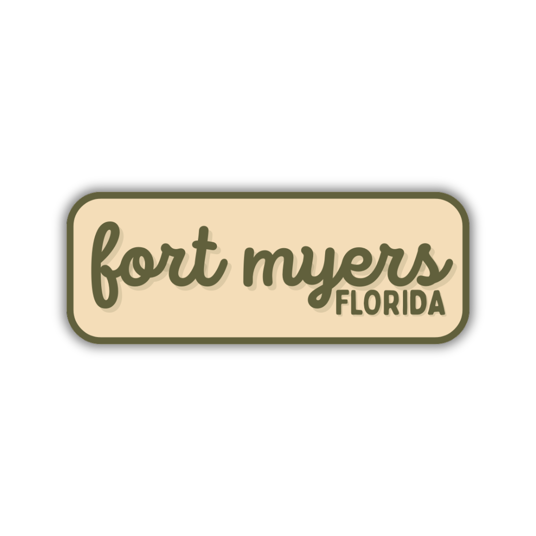 Fort Myers, Florida Retro Travel Sticker – Colorful Vinyl Decal for Laptop, Water Bottle & Luggage