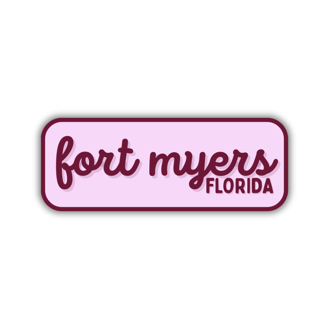 Fort Myers, Florida Retro Travel Sticker – Colorful Vinyl Decal for Laptop, Water Bottle & Luggage