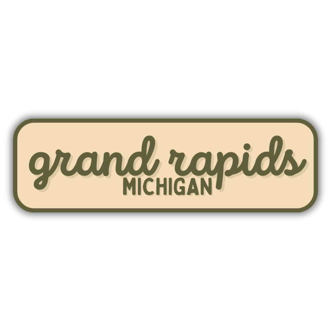 Grand Rapids, Michigan Retro Travel Sticker – Colorful Vinyl Decal for Laptop, Water Bottle & Luggage