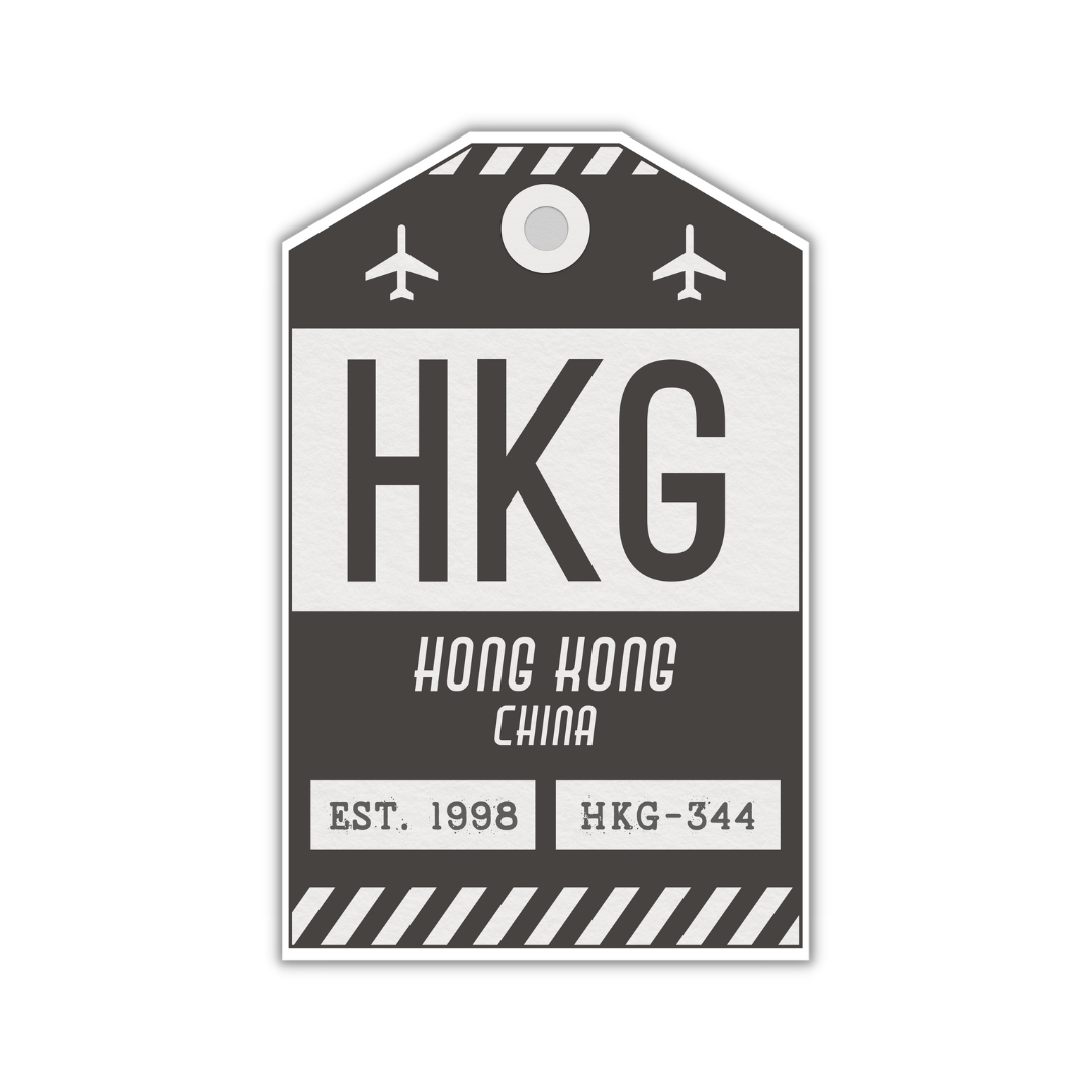 HKG Vintage Luggage Tag Sticker