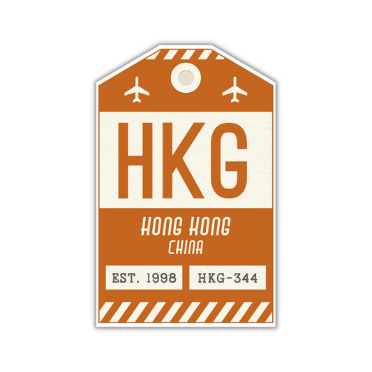 HKG Vintage Luggage Tag Sticker