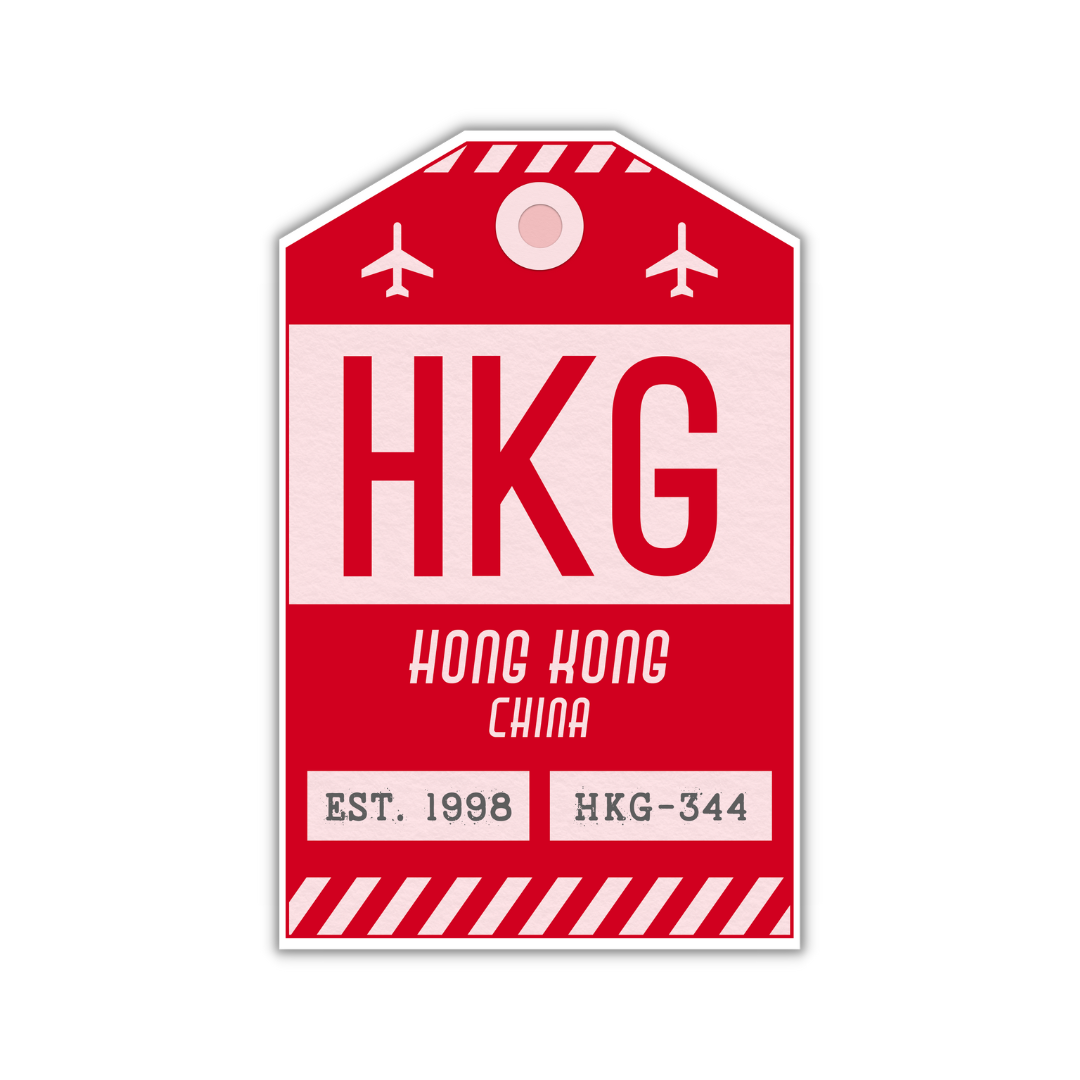 HKG Vintage Luggage Tag Sticker