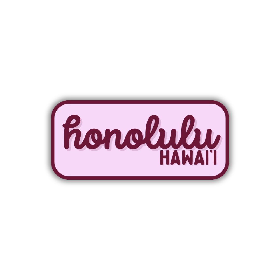 Honolulu, Hawai'i Retro Travel Sticker – Colorful Vinyl Decal for Laptop, Water Bottle & Luggage
