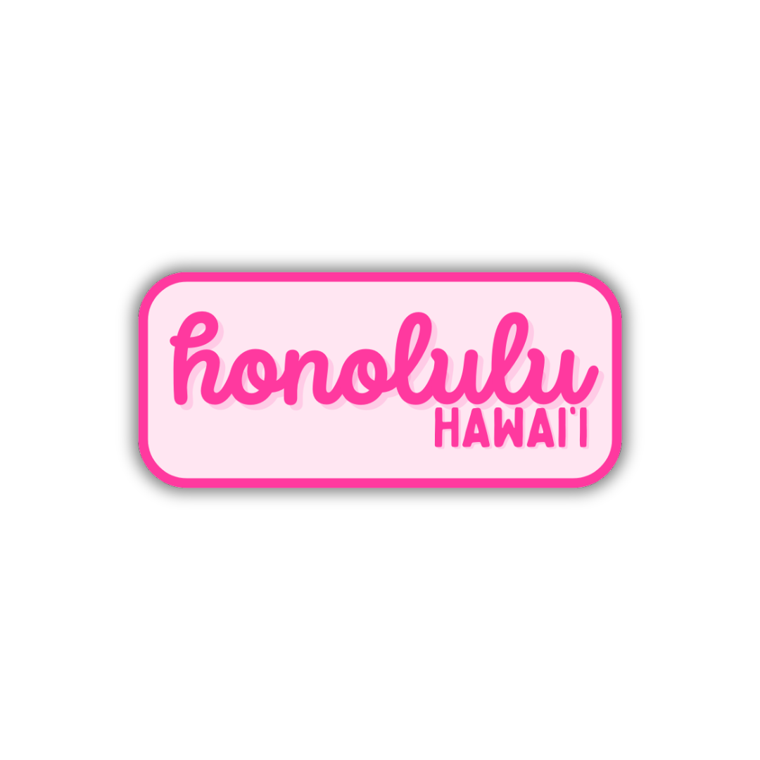 Honolulu, Hawai'i Retro Travel Sticker – Colorful Vinyl Decal for Laptop, Water Bottle & Luggage