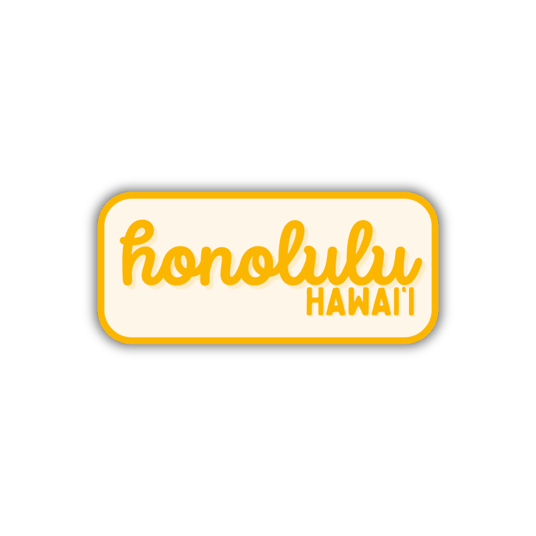 Honolulu, Hawai'i Retro Travel Sticker – Colorful Vinyl Decal for Laptop, Water Bottle & Luggage