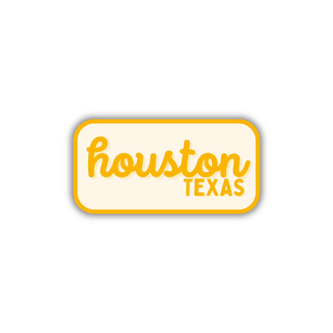 Houston, Texas Retro Travel Sticker – Colorful Vinyl Decal for Laptop, Water Bottle & Luggage